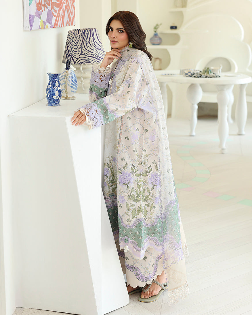 White Camellia Organza Women Clothing - Roheenaz - 2