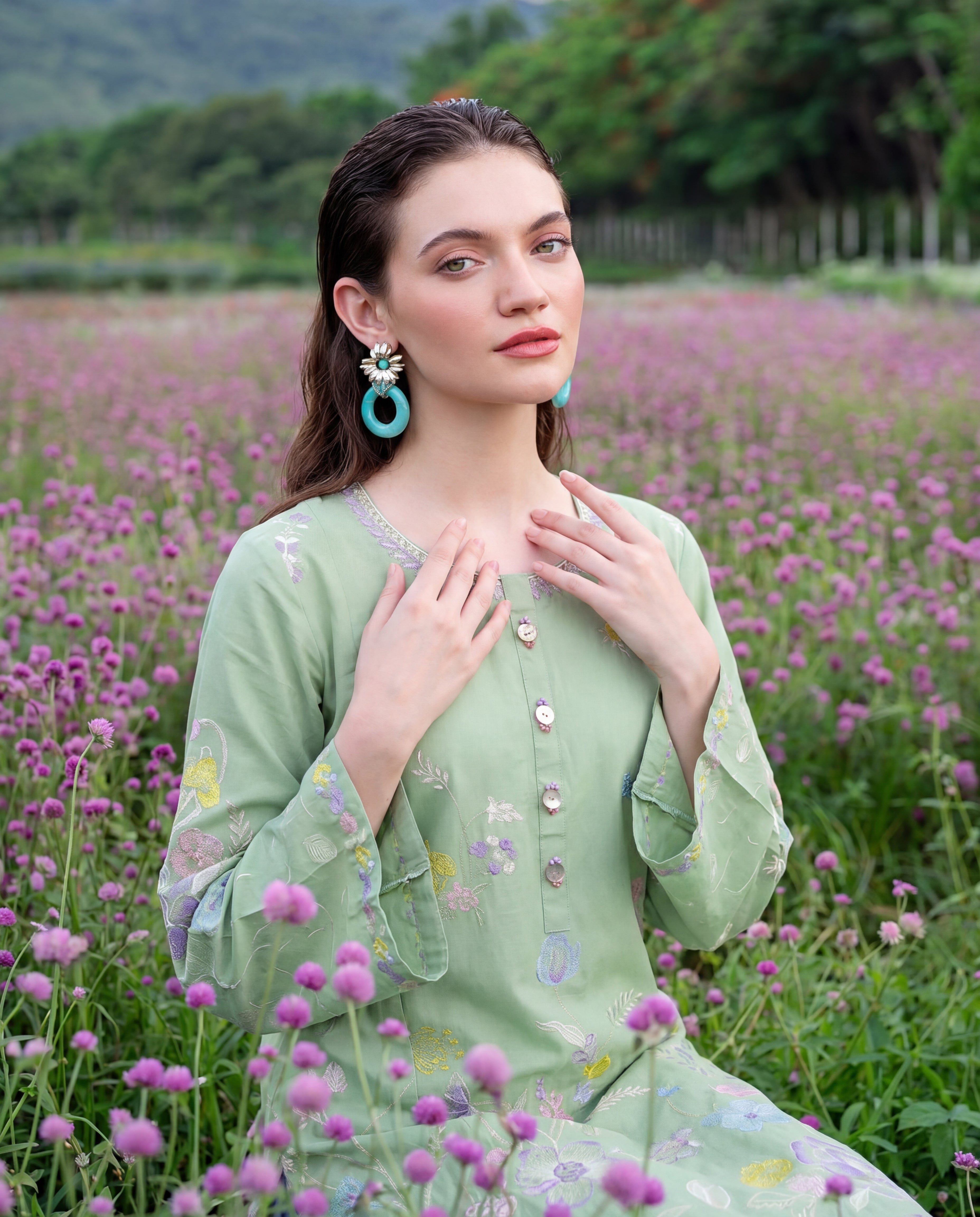 Zumra Pista Premium Fabric Pakistani Summer Dresses - Sahiba-clothing - 2