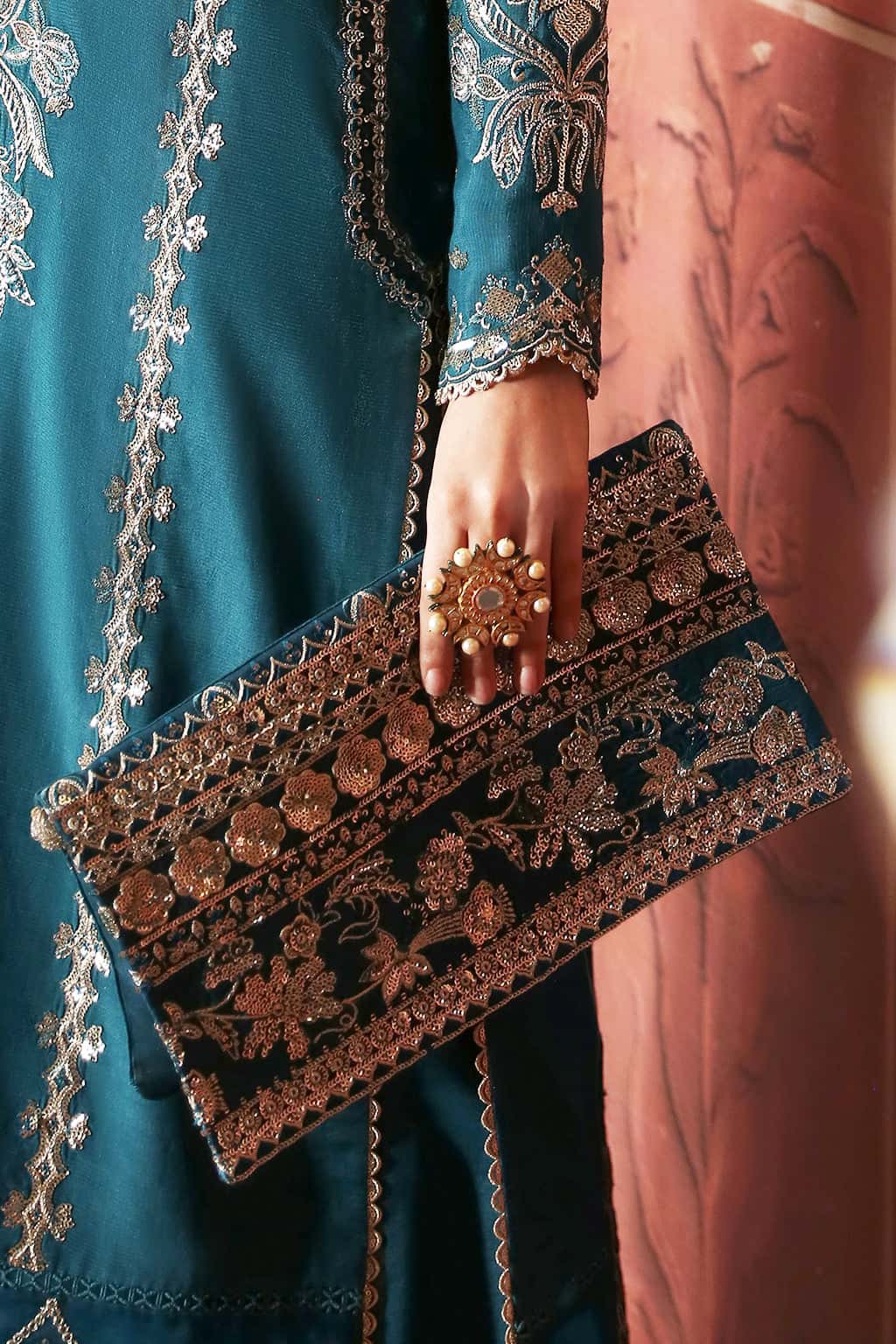 Kaira Raw Silk Pakistani Formal Dresses - Afrozeh - 6