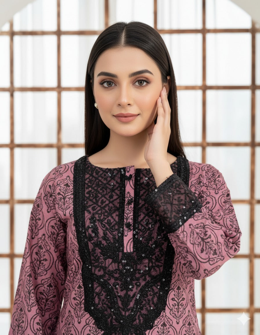 Cew - Mauve Premium Fabric Pakistani Summer Dresses - Sahiba-clothing - 2