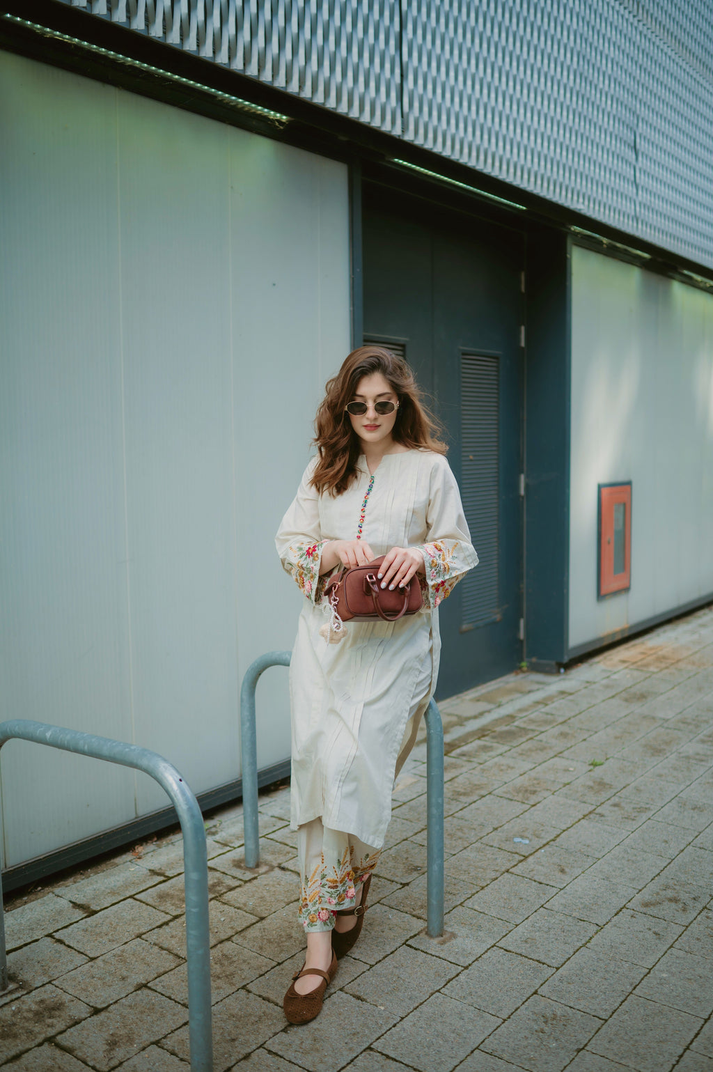 Gulejahan - Ivory Premium Fabric Pakistani Summer Dresses - Sahiba-clothing - 5