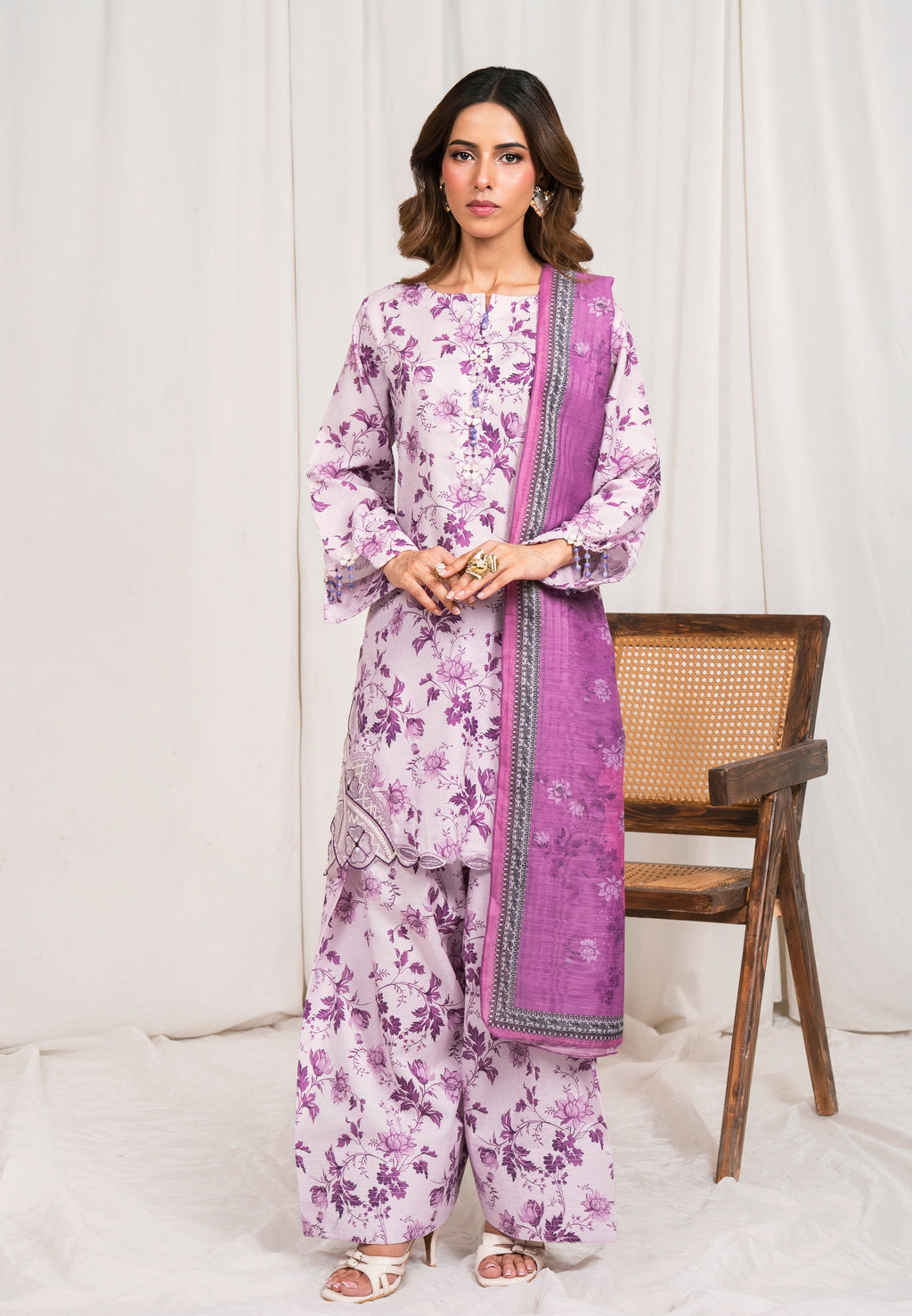 Phool - Purple Premium Fabric Pakistani Summer Dresses - Sahiba-clothing - 1