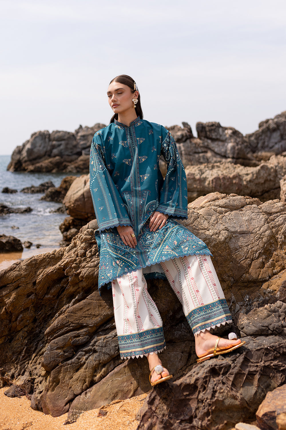 ORIEL (AX-03) Cotton Pakistani Summer Dresses - aabyaan - 2