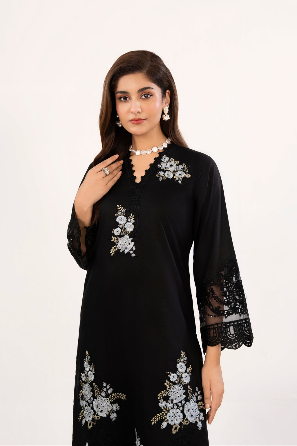 Shams Black Premium Fabric Pakistani Summer Dresses - Sahiba-clothing - 4
