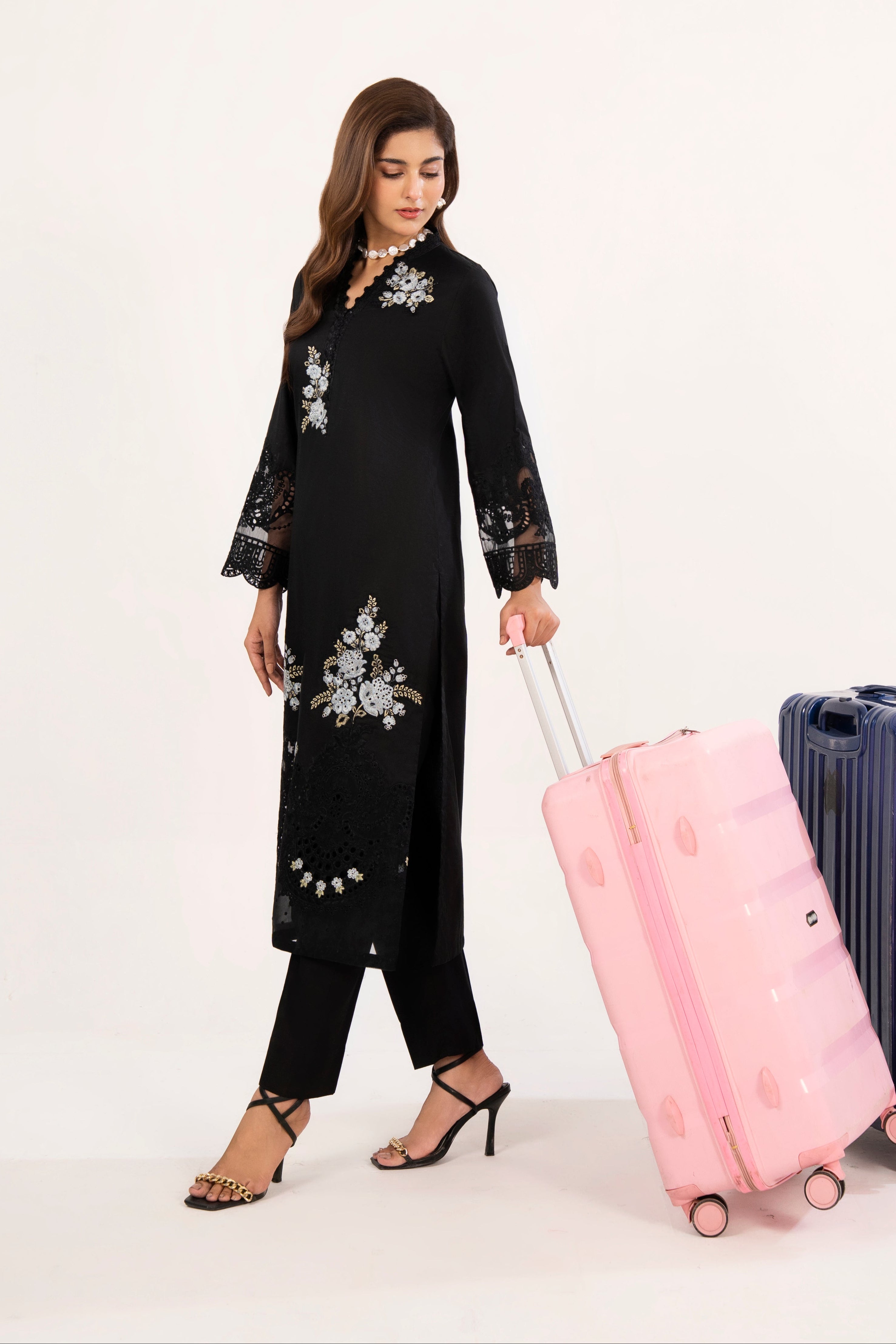 Shams Black Premium Fabric Pakistani Summer Dresses - Sahiba-clothing - 7