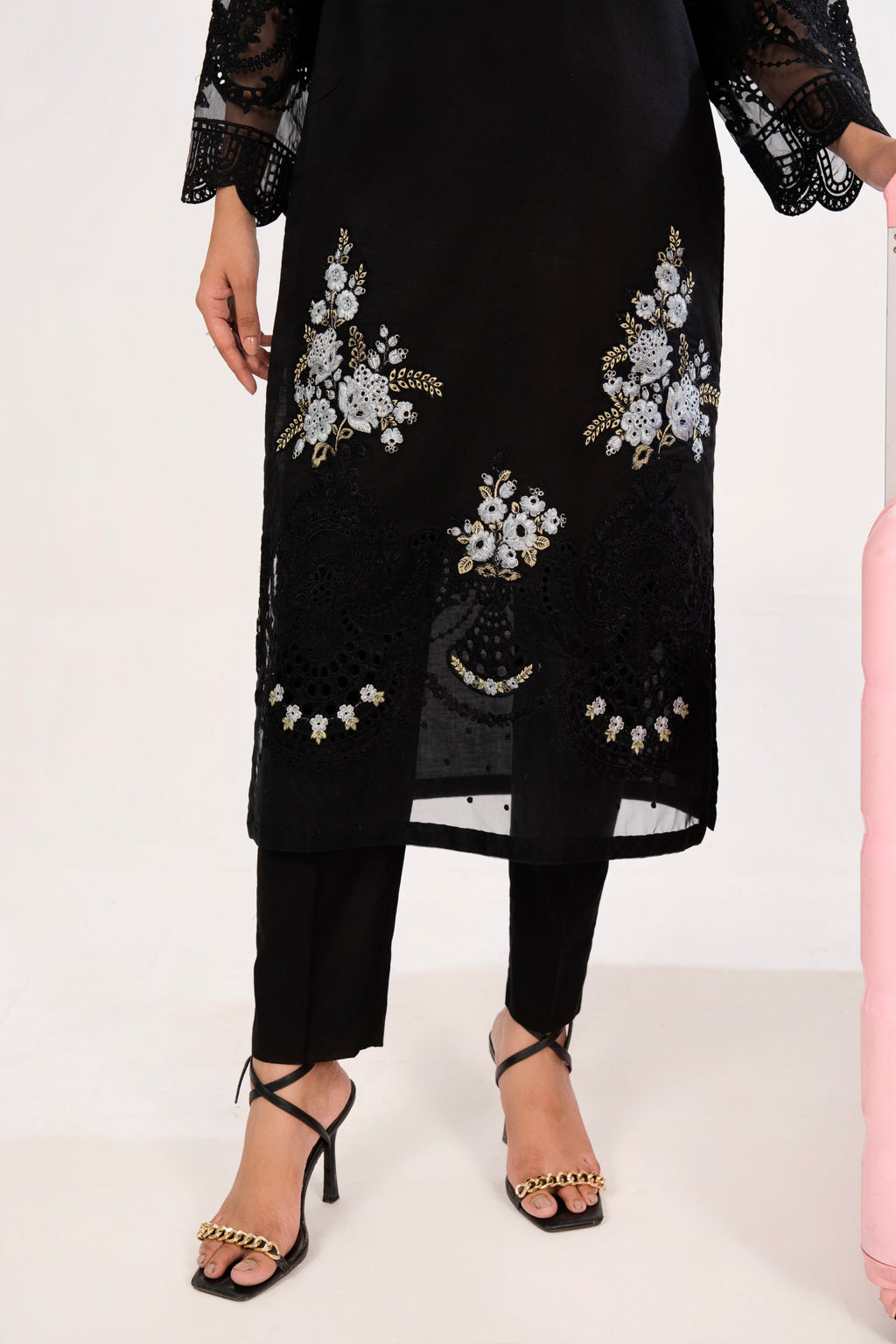 Shams Black Premium Fabric Pakistani Summer Dresses - Sahiba-clothing - 3