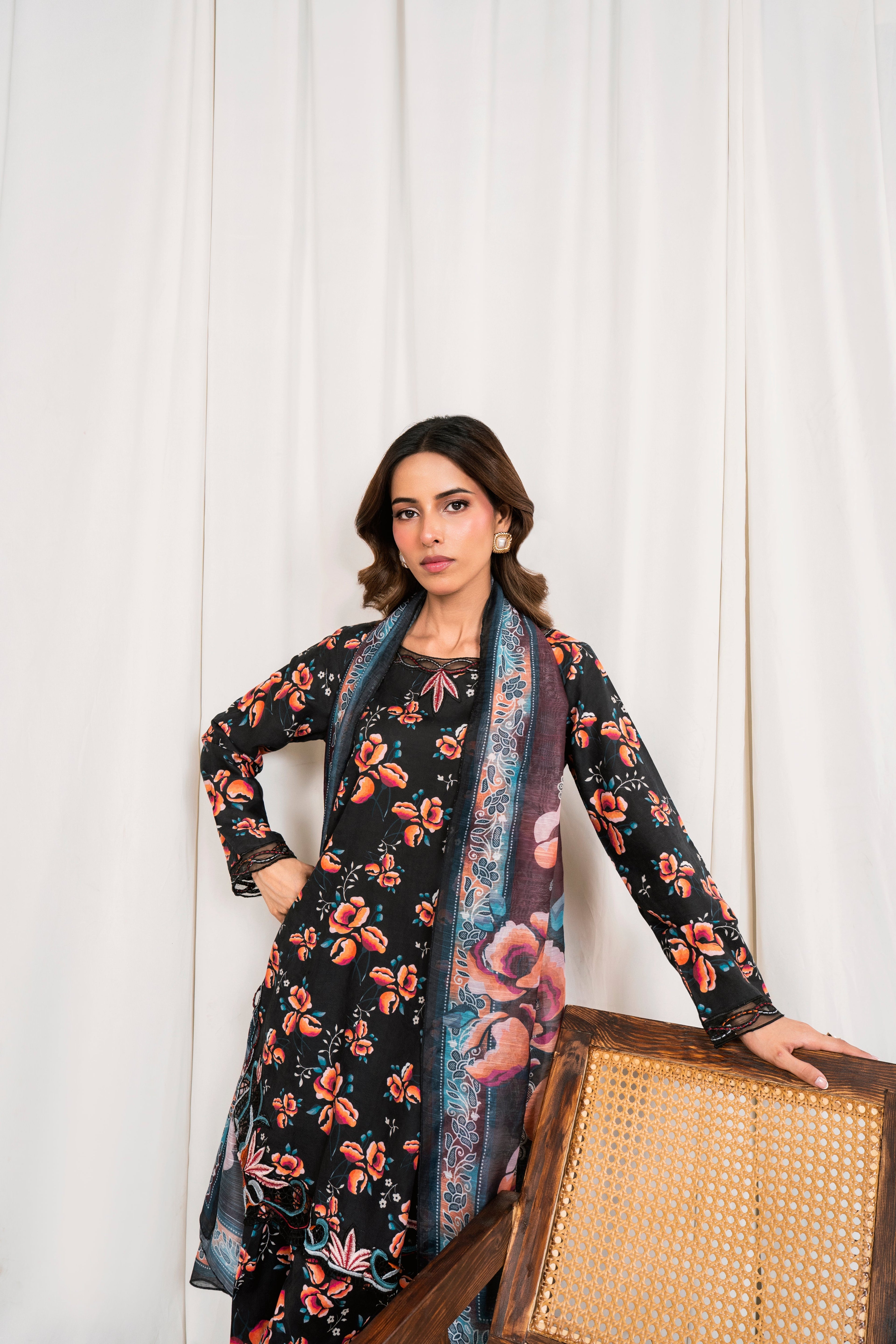Velour - Black Premium Fabric Pakistani Summer Dresses - Sahiba-clothing - 5