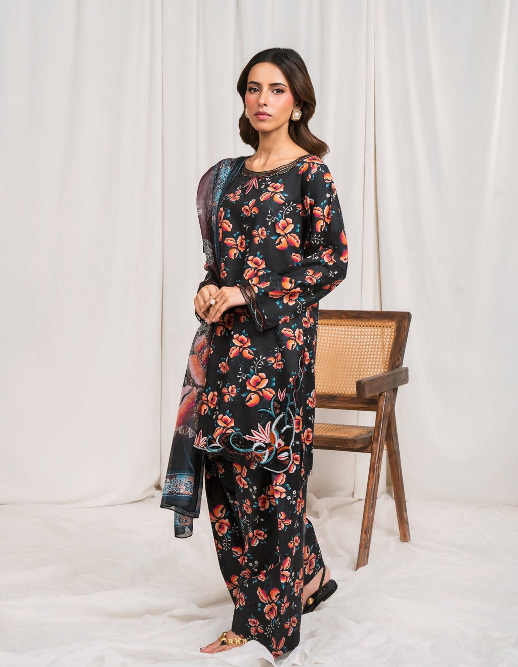 Velour - Black Premium Fabric Pakistani Summer Dresses - Sahiba-clothing - 7