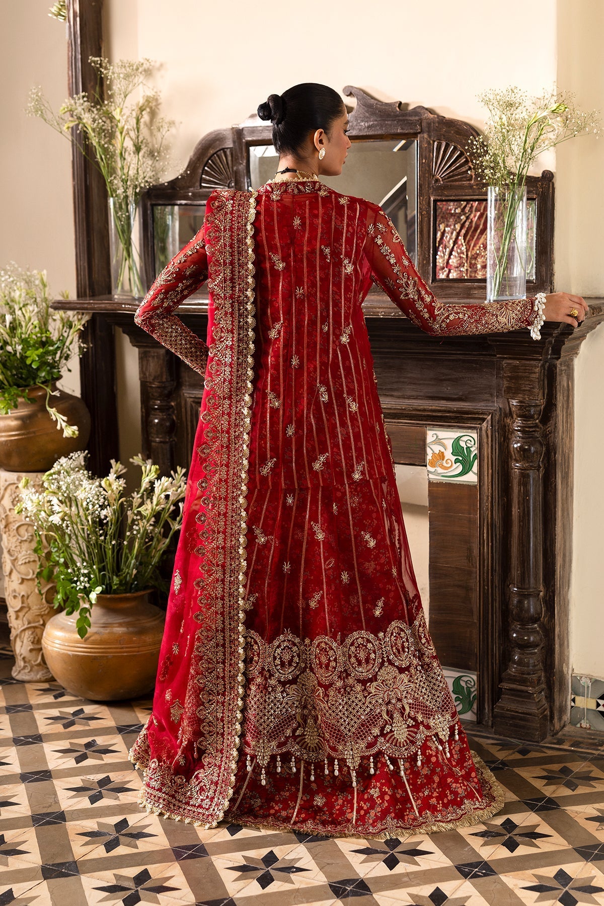 Tearose Raw Silk Pakistani Formal Dresses - Afrozeh - 2