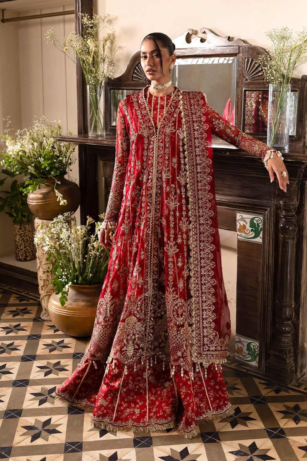 Tearose Raw Silk Pakistani Formal Dresses - Afrozeh - 1