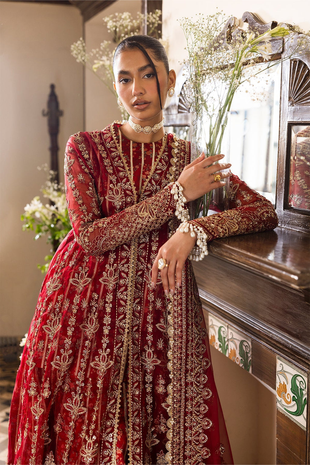 Tearose Raw Silk Pakistani Formal Dresses - Afrozeh - 3