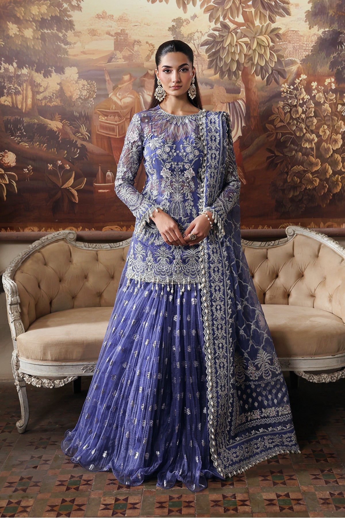 Bloomveil Raw Silk Pakistani Formal Dresses - Afrozeh - 1