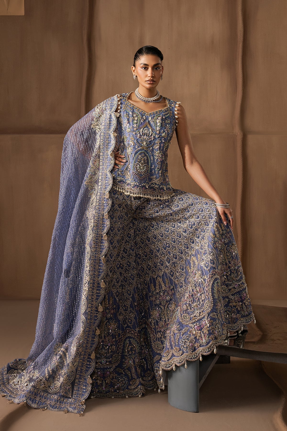 Arabella Raw Silk Pakistani Formal Dresses - Afrozeh - 3