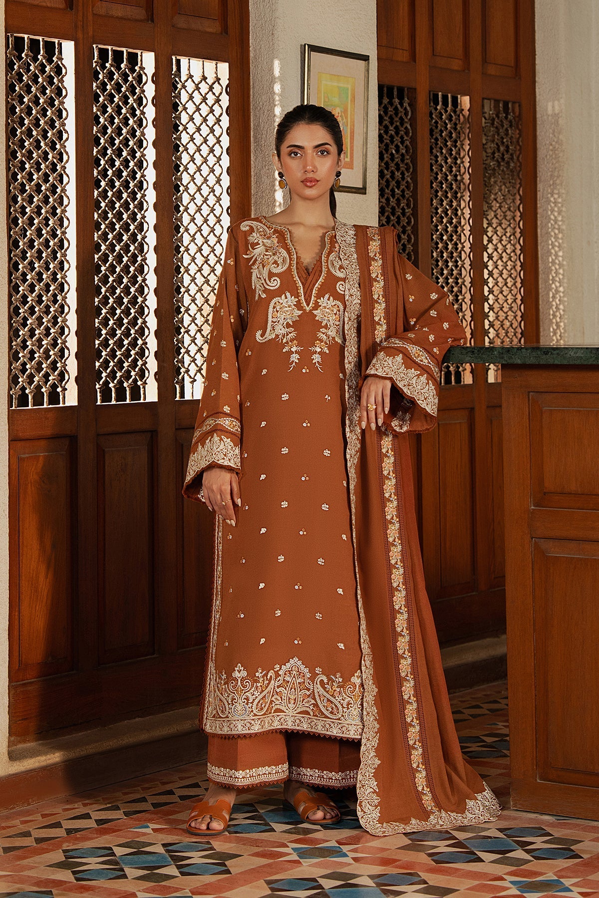 Bresca Karandi Pakistani Winter Dresses - Afrozeh - 1