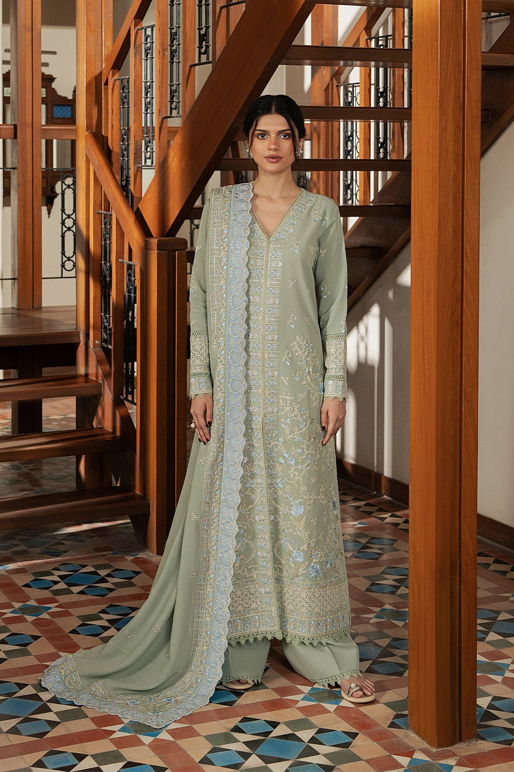 Rimelle Karandi Pakistani Winter Dresses - Afrozeh - 1
