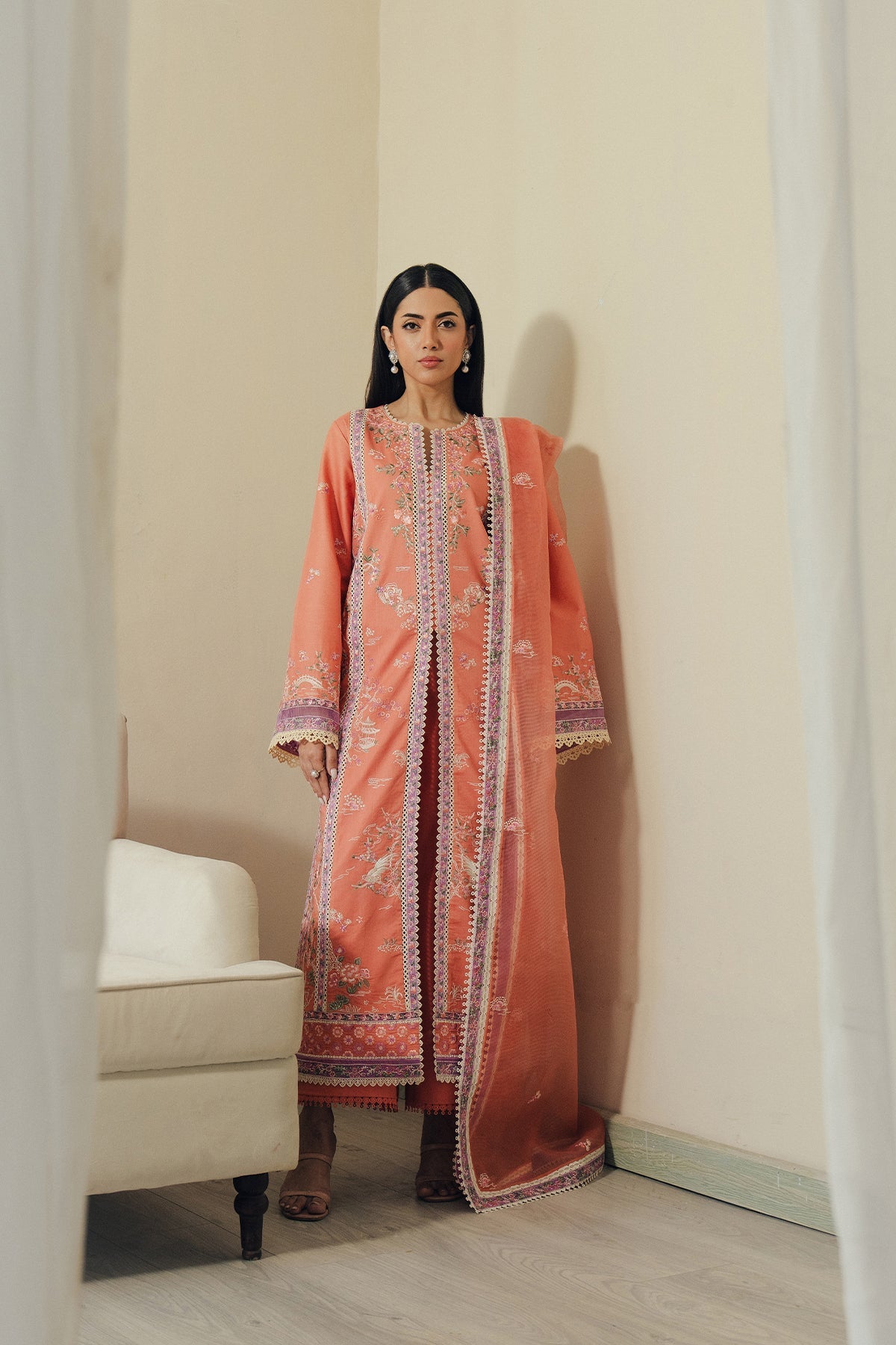 Skyhush Raw Silk Pakistani Summer Dresses - Afrozeh - 1