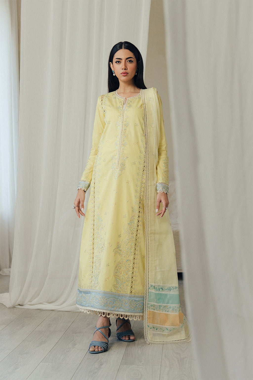 Dayglow Raw Silk Pakistani Summer Dresses - Afrozeh - 1